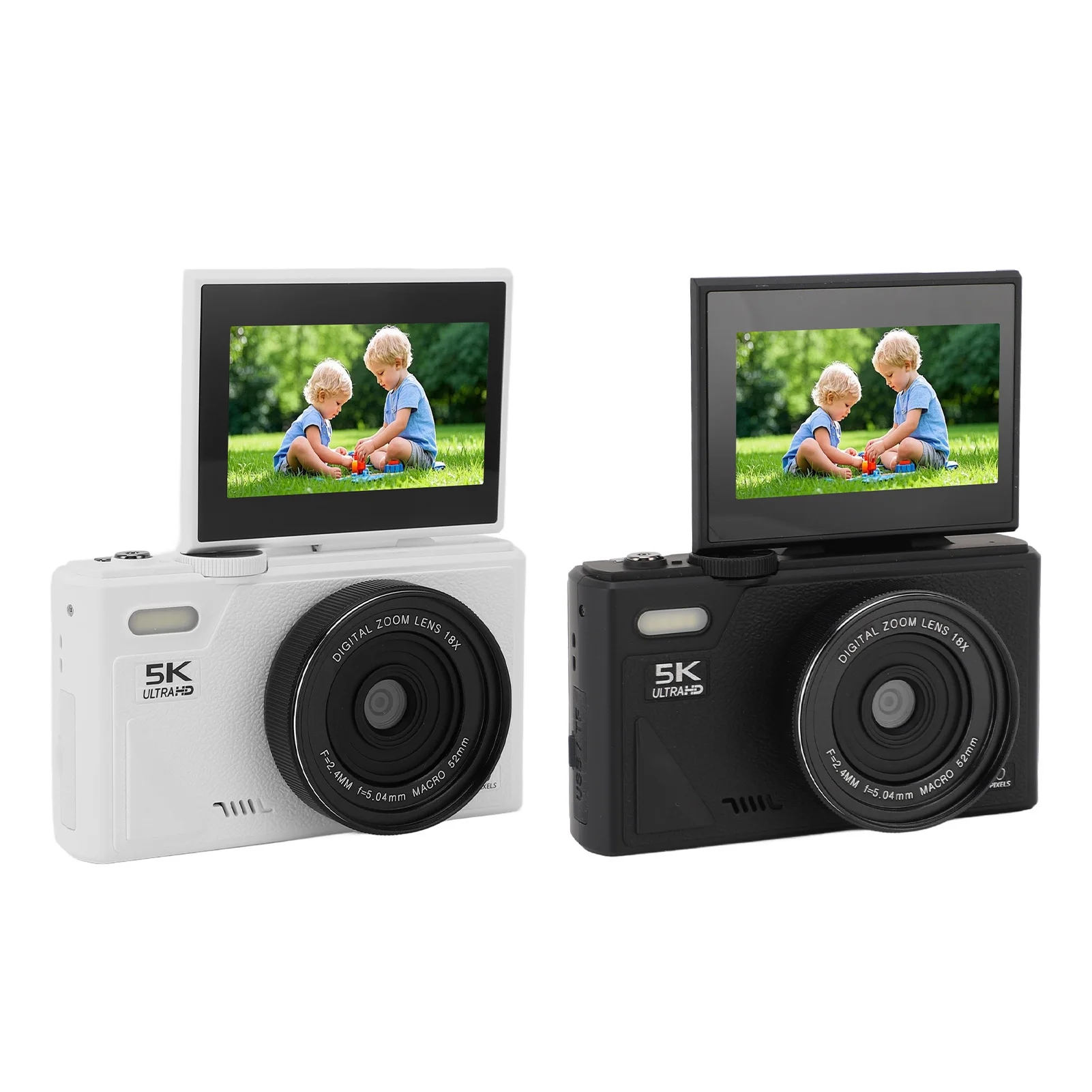 5K 75MP HD Digital Camera 18X Digital Zoom 3'' Screen Smile Detection Imaging Stabilization Anti-shake Retro Mirrorless Camera